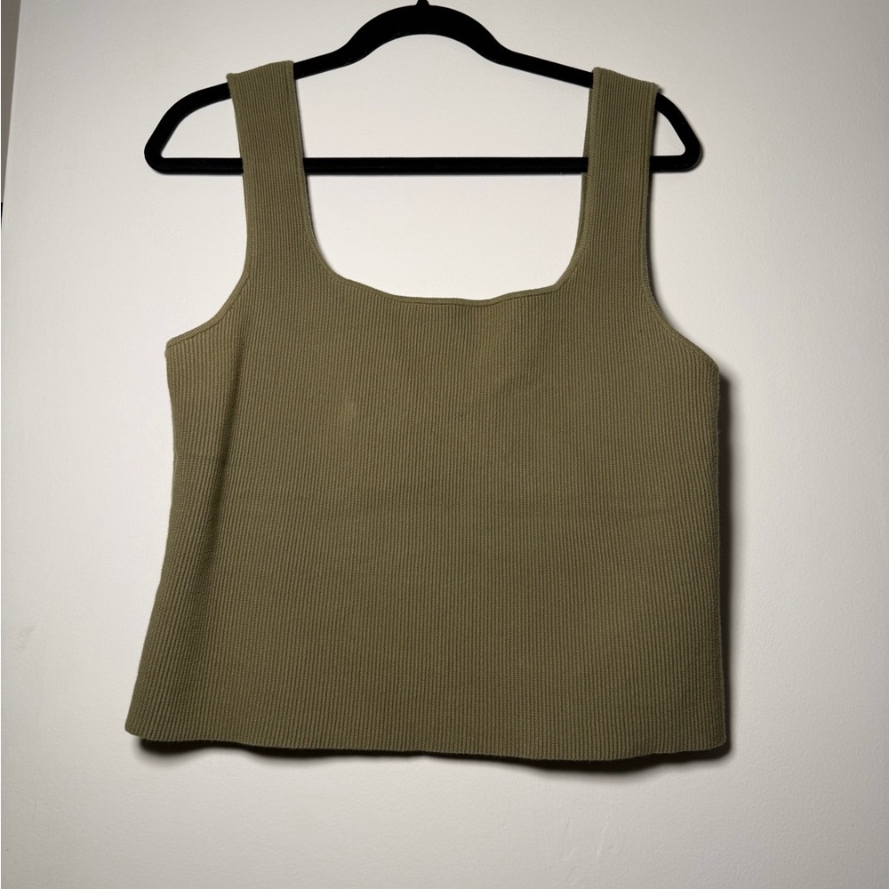 Reformation Sage Green Ribbed Tank Top